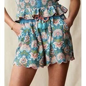 MATILDA JANE MJ Enchanted Garden Lake Marble Easy‎ Waist Printed Shorts Size 10
